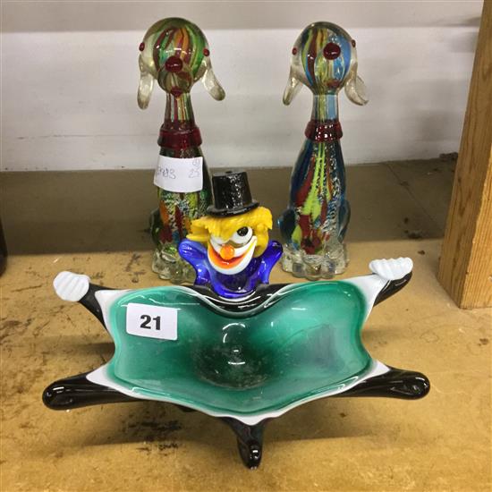 3 Murano glass figures